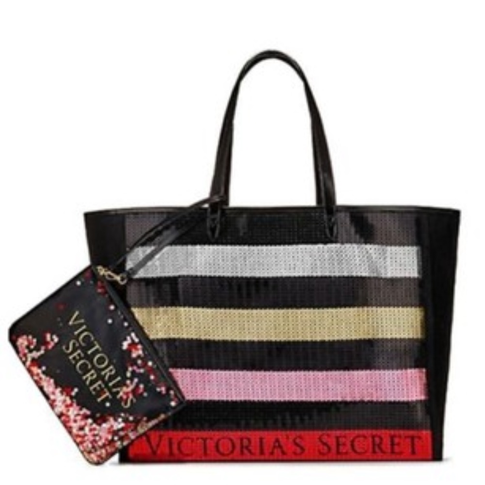 Victoria Secrets Sequin tote with wristlet